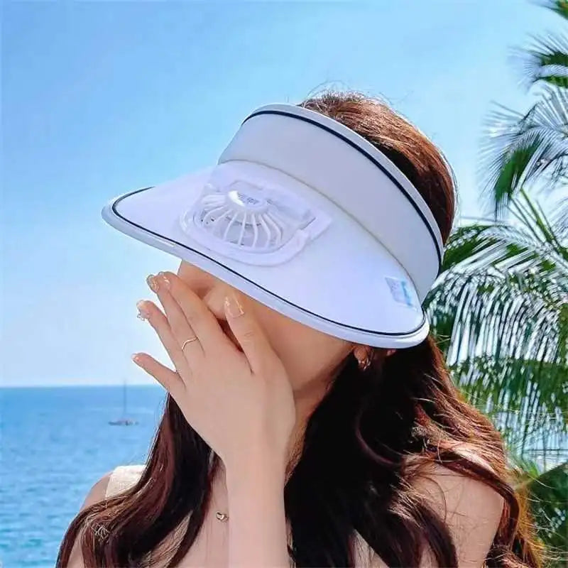 Breathable Cooling Fan Hat Sunscreen Fan Sun Visor Hat Fishing Hat Cooling Peaked Cap Hat Usb Charging Hat Fan for Sport Outdoor