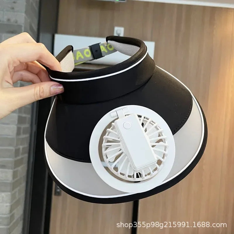 Breathable Cooling Fan Hat Sunscreen Fan Sun Visor Hat Fishing Hat Cooling Peaked Cap Hat Usb Charging Hat Fan for Sport Outdoor