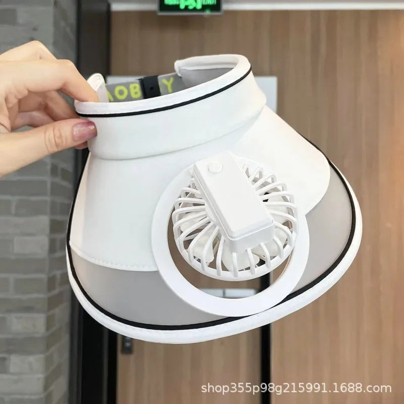 Breathable Cooling Fan Hat Sunscreen Fan Sun Visor Hat Fishing Hat Cooling Peaked Cap Hat Usb Charging Hat Fan for Sport Outdoor