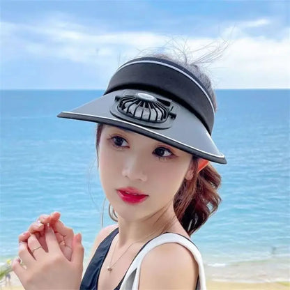 Breathable Cooling Fan Hat Sunscreen Fan Sun Visor Hat Fishing Hat Cooling Peaked Cap Hat Usb Charging Hat Fan for Sport Outdoor